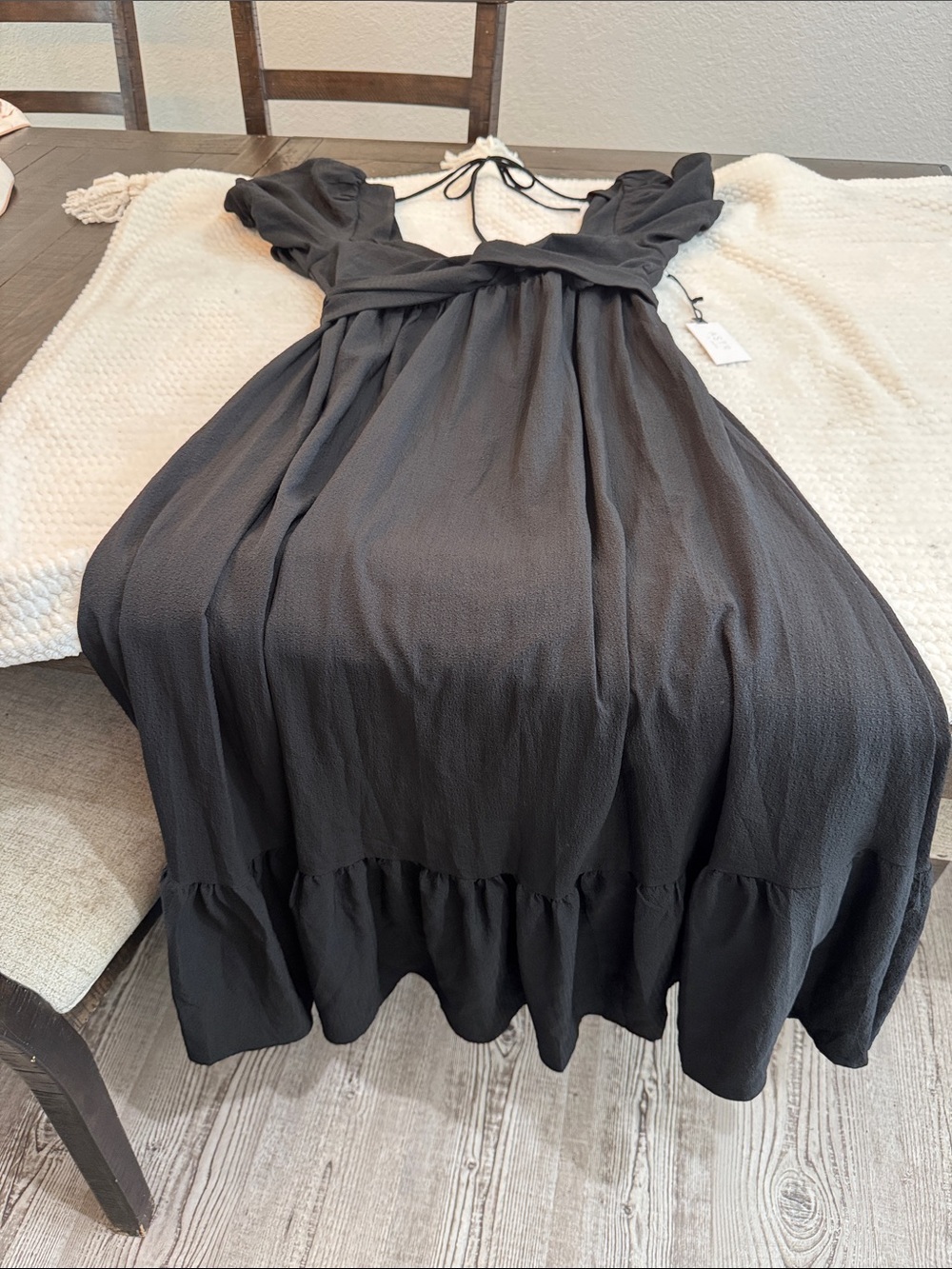 Black Ruffle-Hem Maxi Dress